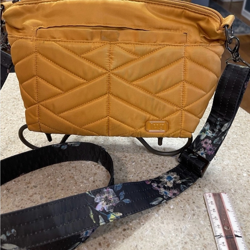 Lug Flare Crossbody in Amber Yellow/Bouquet Black RFID Quilted